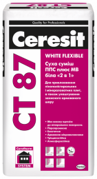Ceresit СТ 87 White Flexible Клей та армування для мінеральної вати та полістиролу Білий, 25 кг