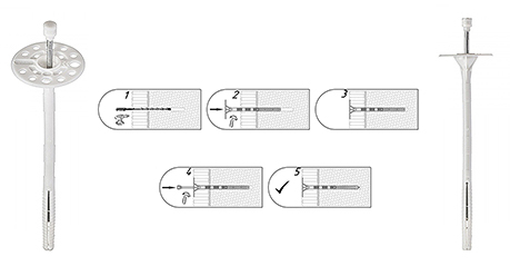 Инструкция по установке Дюбеля для крепления теплоизоляции с металлическим стержнем и термоголовкой EasyFix