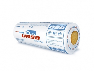 URSA (УРСА) GEO М-11 BIG ROLL Минеральная вата 12 м.кв (10000х1200х100 мм)  пак 1,2 м.куб/ в палете 24 шт